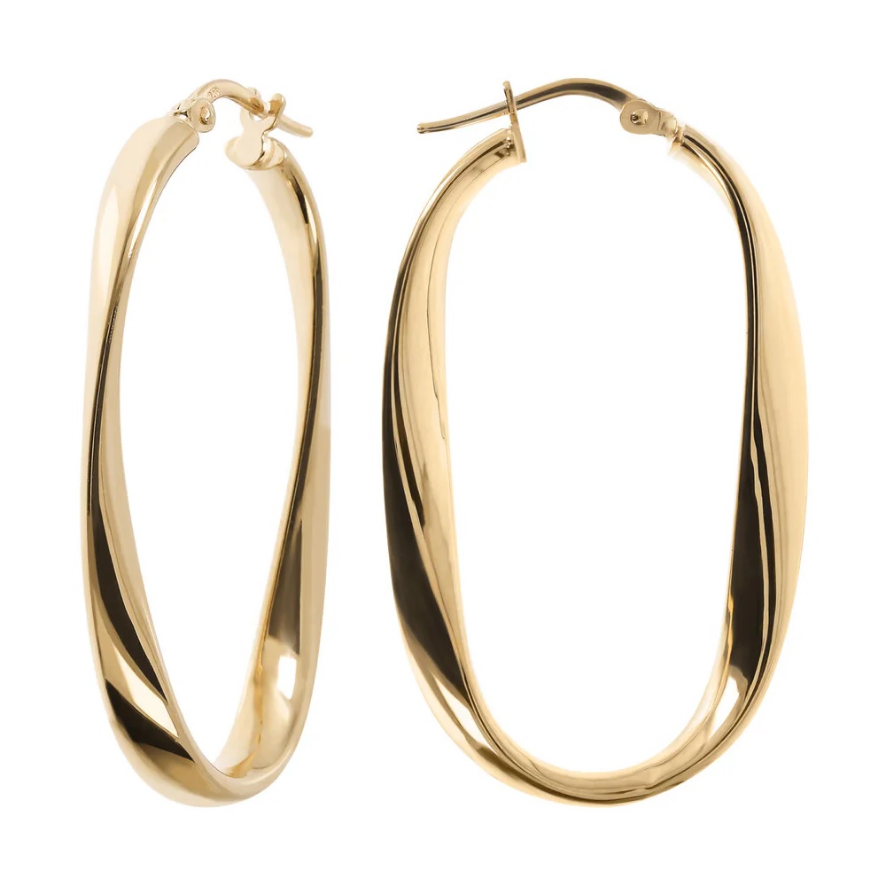 BRONZALLURE Yellow Gold Twisted Hoop Earrings WSBZ01877Y.Y - 