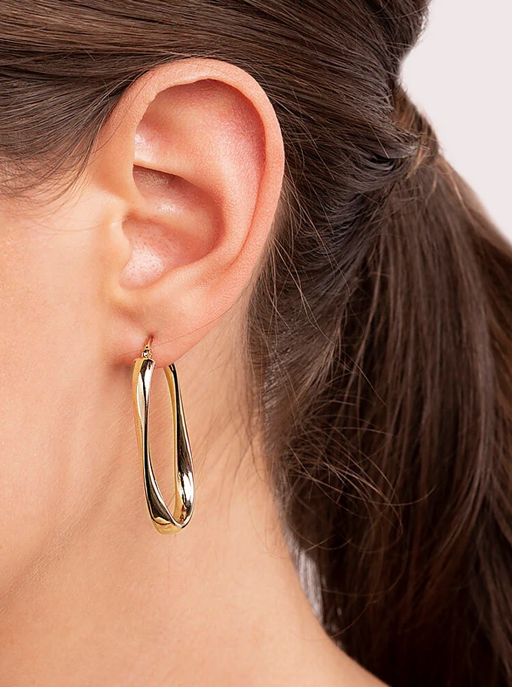BRONZALLURE Yellow Gold Twisted Hoop Earrings WSBZ01877Y.Y - 3