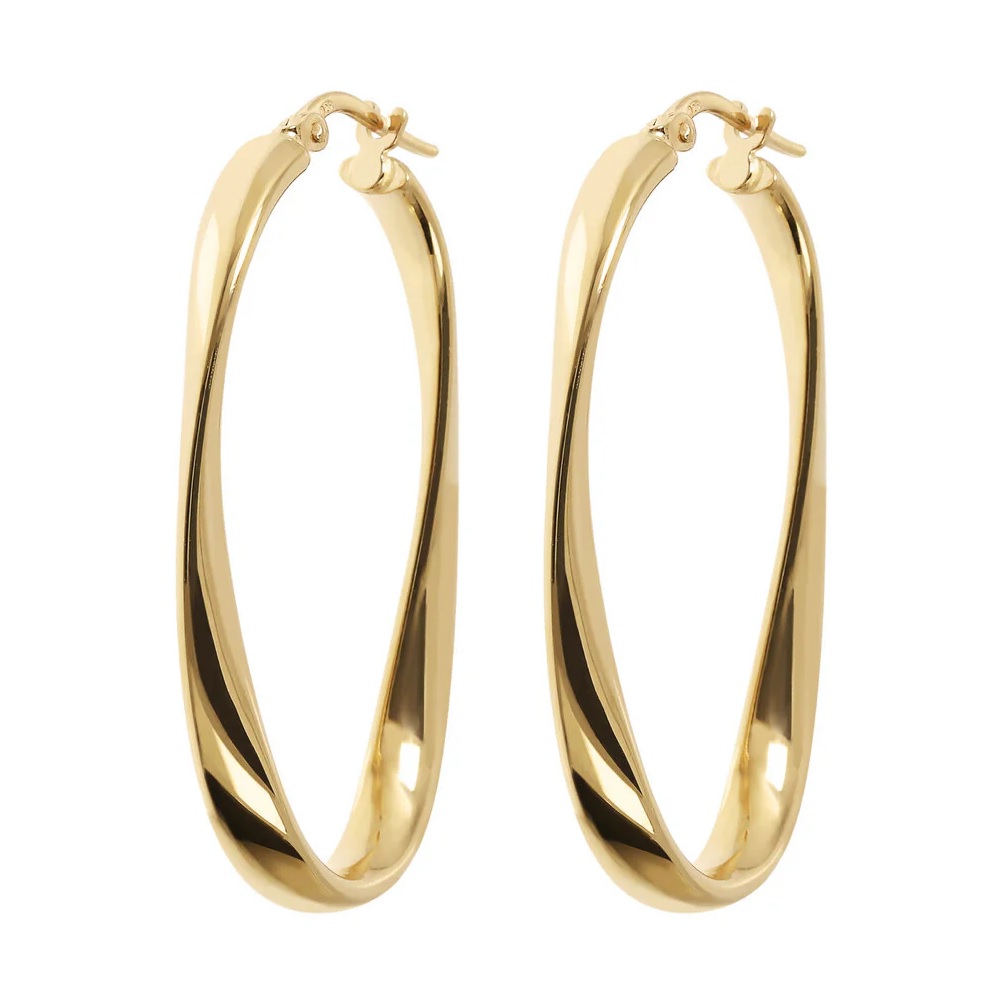 BRONZALLURE Yellow Gold Twisted Hoop Earrings WSBZ01877Y.Y - 