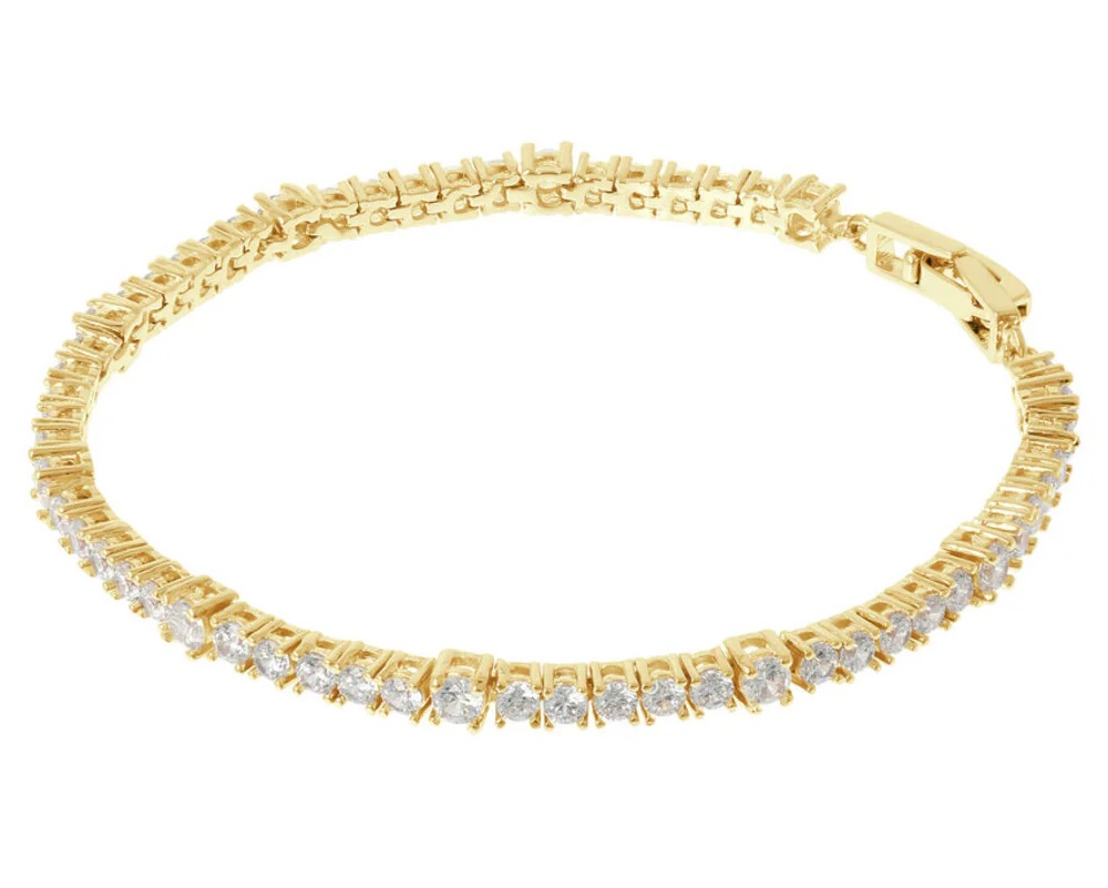 BRONZALLURE Yellow Gold Tennis Bracelet with Cubic Zirconia WSBZ01998Y.Y-W.LG - 
