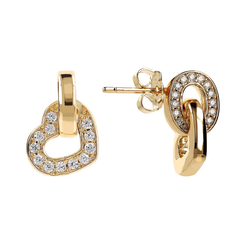 BRONZALLURE Yellow Gold Pendant Earrings with Cubic Zirconia WSBZ02299Y.YG - 