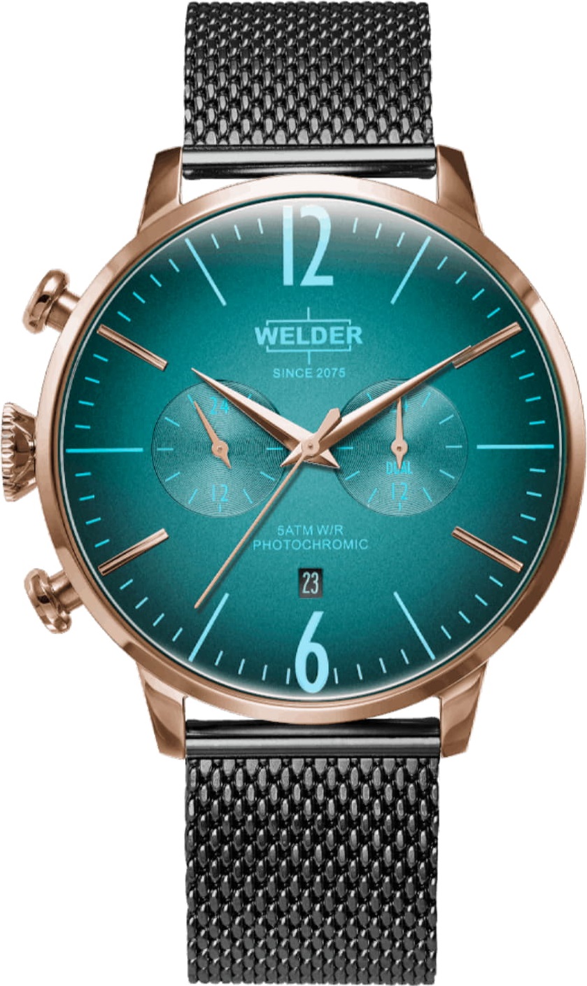 WELDER Breezy Dual Time 47mm Black Stainless Steel Mesh Bracelet WWRC1008 - 