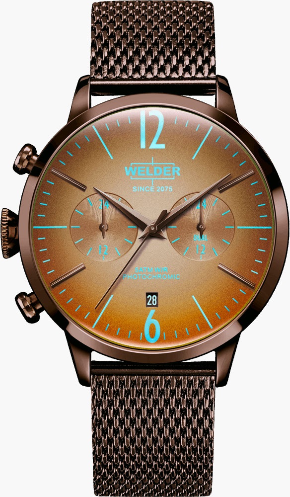 WELDER Breezy Dual Time 42mm Brown Stainless Steel Mesh Bracelet WWRC804 - 