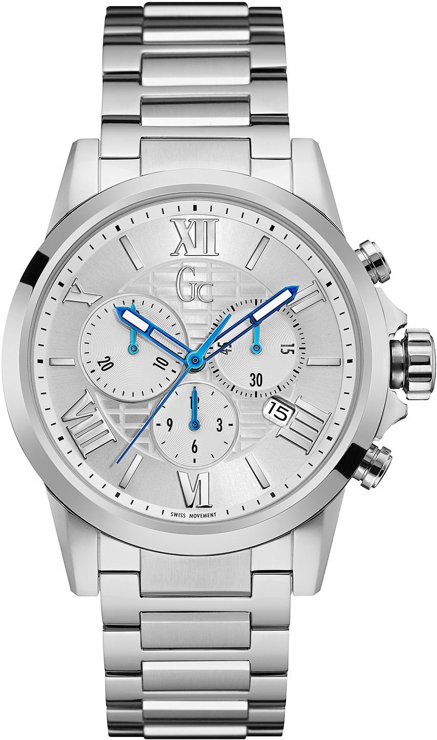 GUESS COLLECTION Luxury Chronograph 42mm Silver Stainless Steel Bracelet Y08007G1 - 