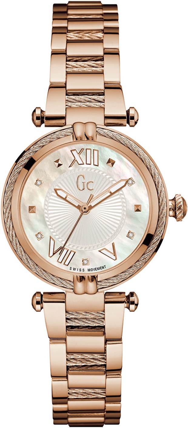 GUESS COLLECTION Cablechic Three Hands 32mm Rose Gold Stainless Steel Bracelet Y18114L1 - 
