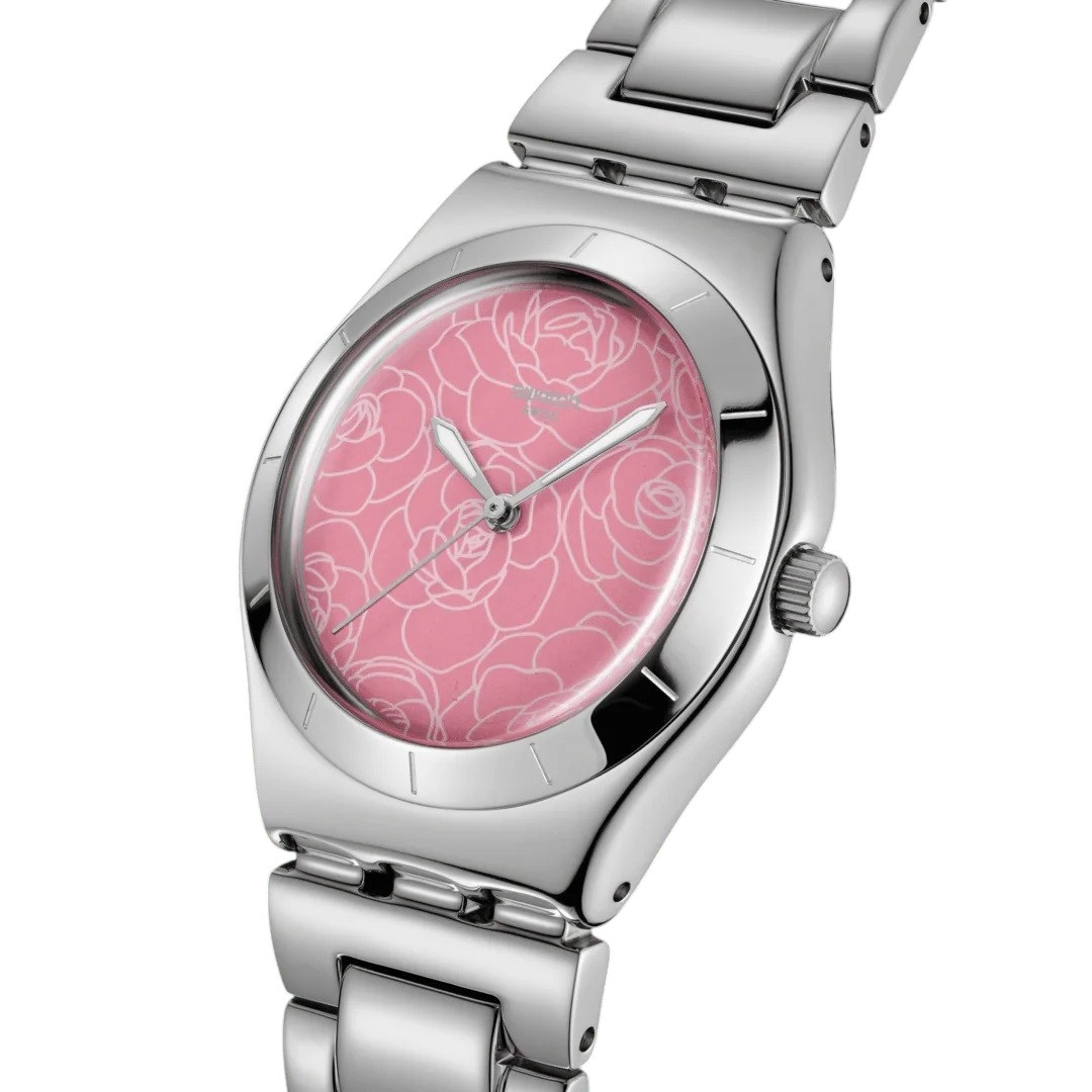 SWATCH Blossom Time Petal Charm 33mm Silver Stainless Steel Bracelet YLS234G - 3