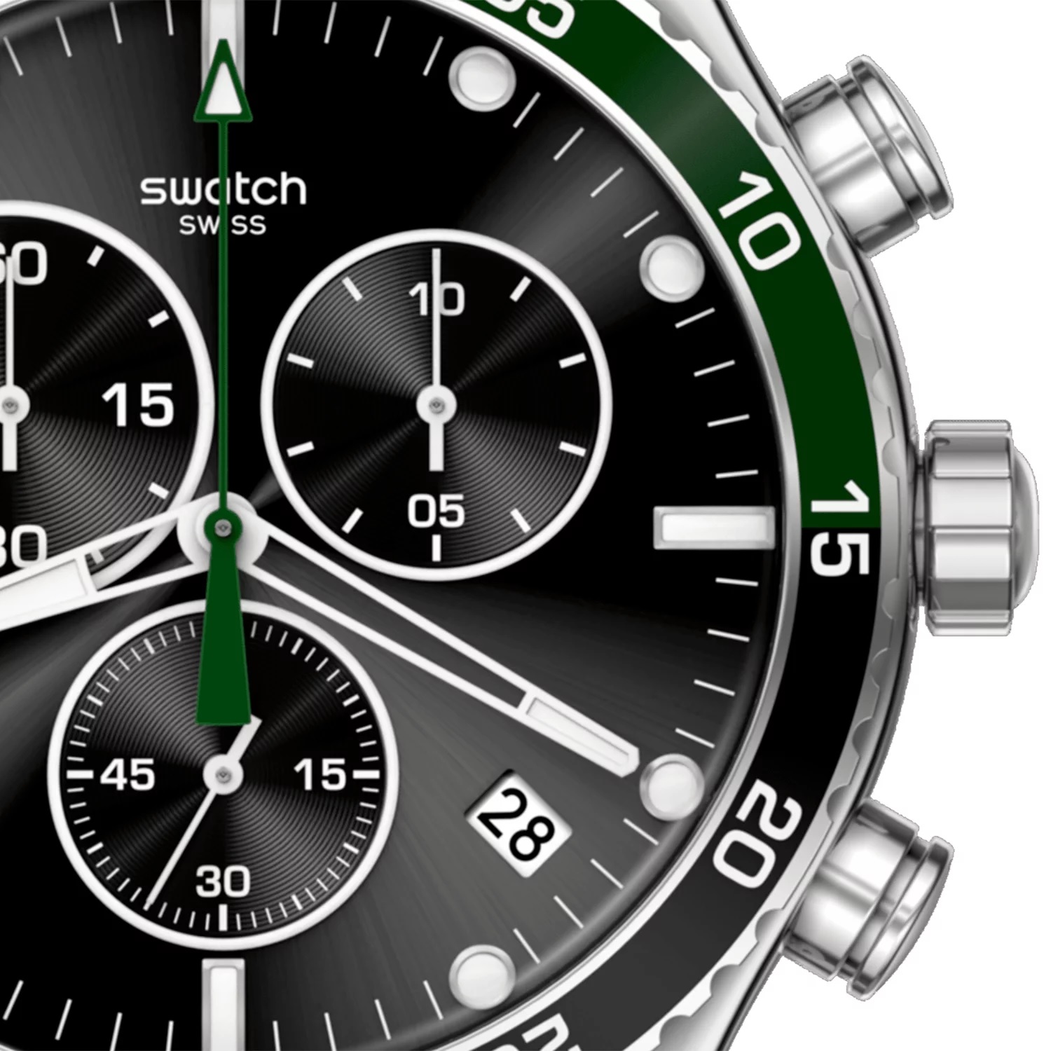 SWATCH Irony Dark Green Chronograph 43mm Silver Stainless Steel Bracelet YVS506G - 2