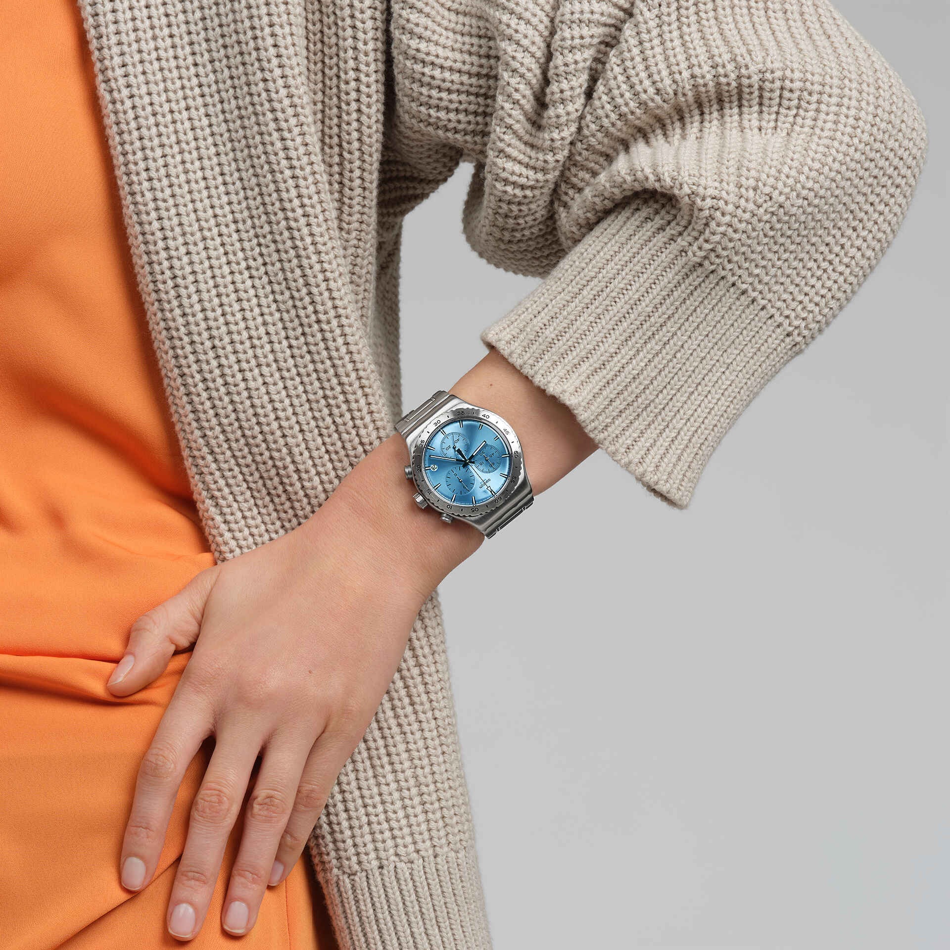 SWATCH Irony Chronograph That'S So Peachy 43mm Silver Stainless Steel Bracelet YVS528G - 4