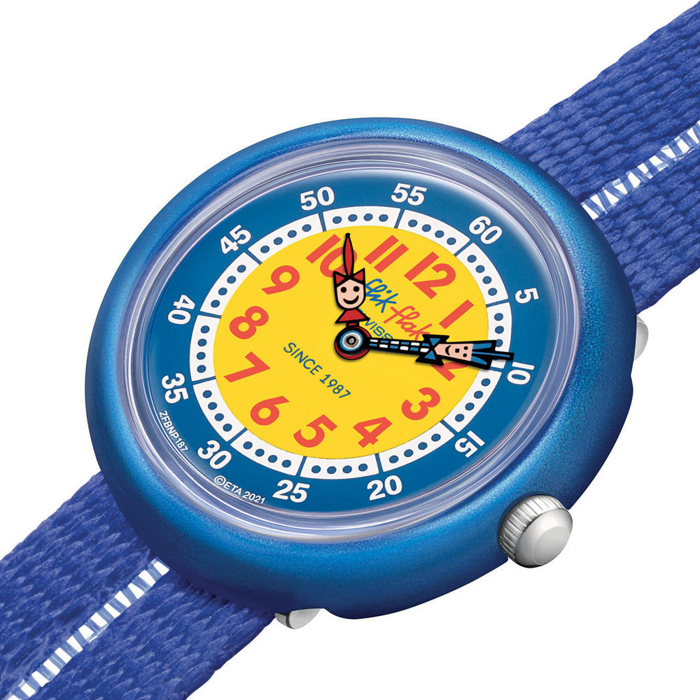 FLIK FLAK Retro Blue 31.85mm Blue Fabric Strap ZFBNP187 - 3