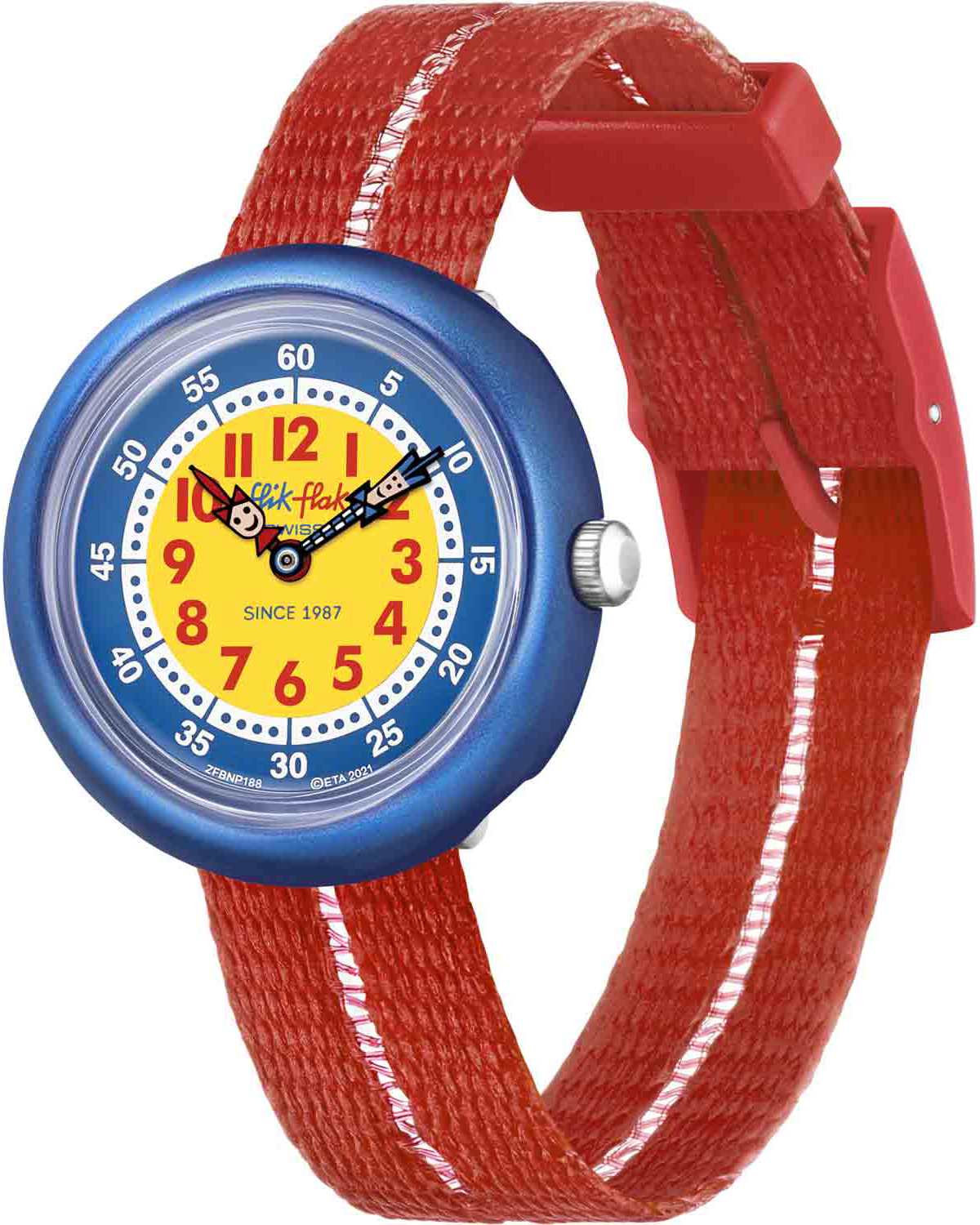 FLIK FLAK Retro Red 31.85mm Red Fabric Strap ZFBNP188 - 