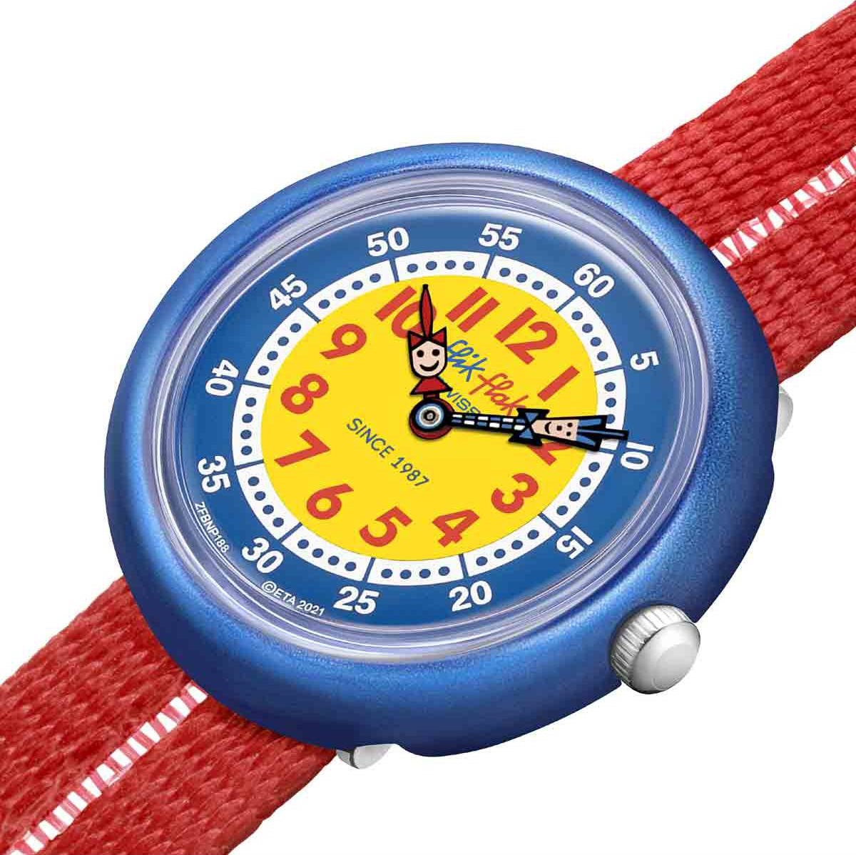 FLIK FLAK Retro Red 31.85mm Red Fabric Strap ZFBNP188 - 3