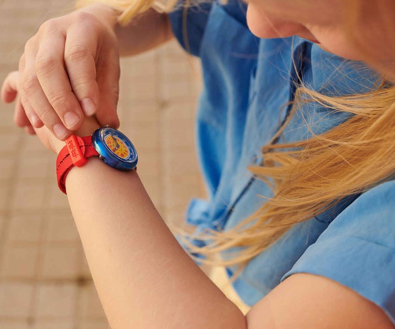 FLIK FLAK Retro Red 31.85mm Red Fabric Strap ZFBNP188 - 4