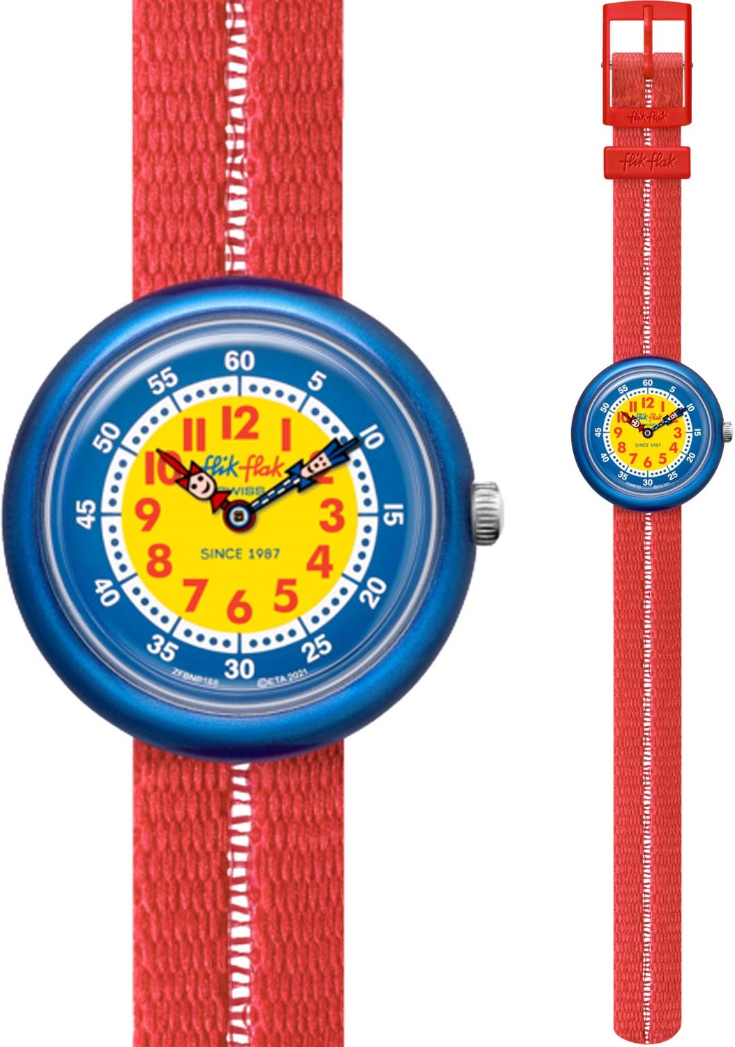FLIK FLAK Retro Red 31.85mm Red Fabric Strap ZFBNP188 - 