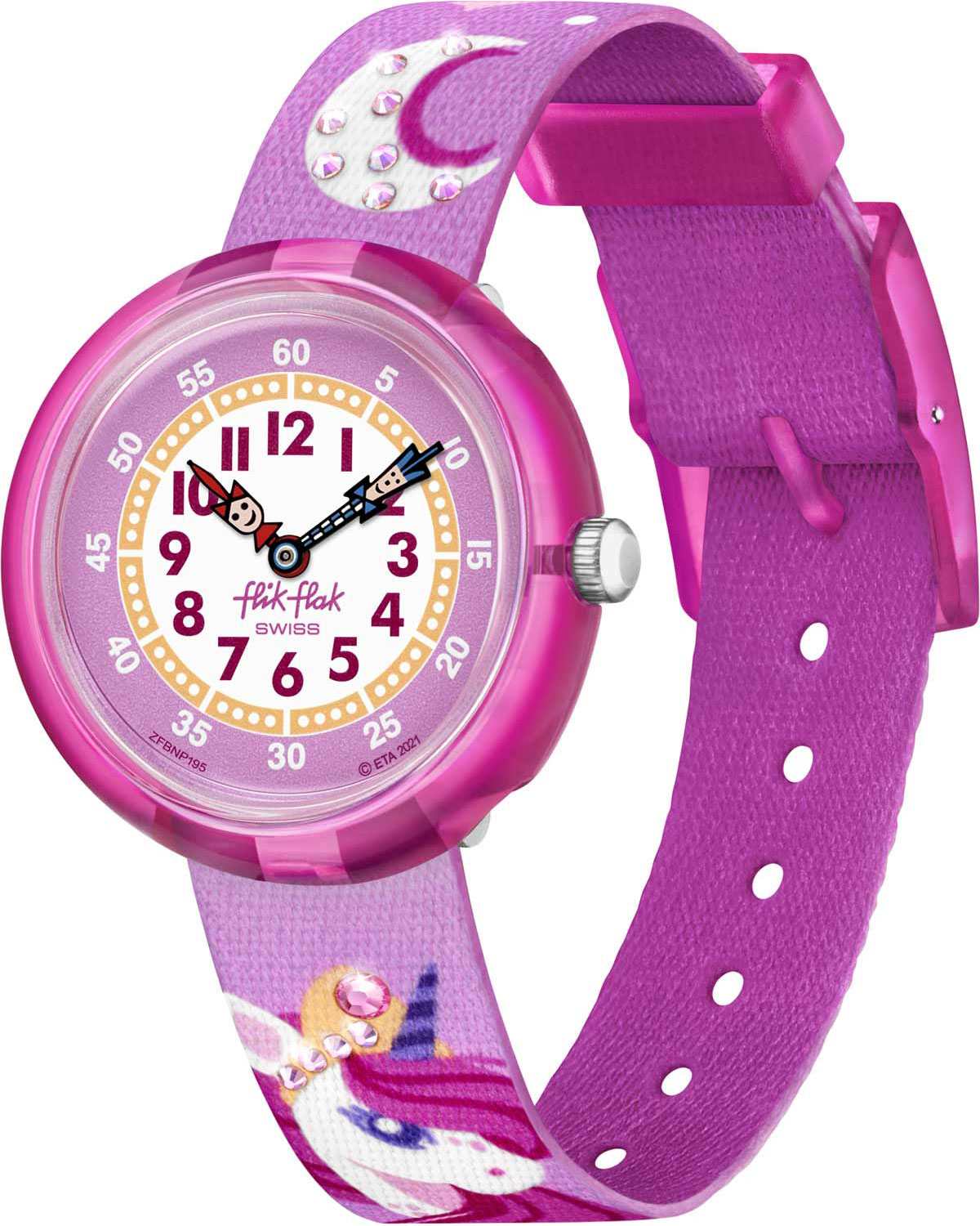 FLIK FLAK Tales From The World Dreaming Unicorn 31.85mm Pink Fabric Strap ZFBNP195 - 