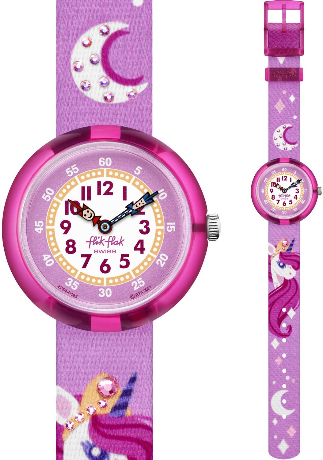 FLIK FLAK Tales From The World Dreaming Unicorn 31.85mm Pink Fabric Strap ZFBNP195 - 3