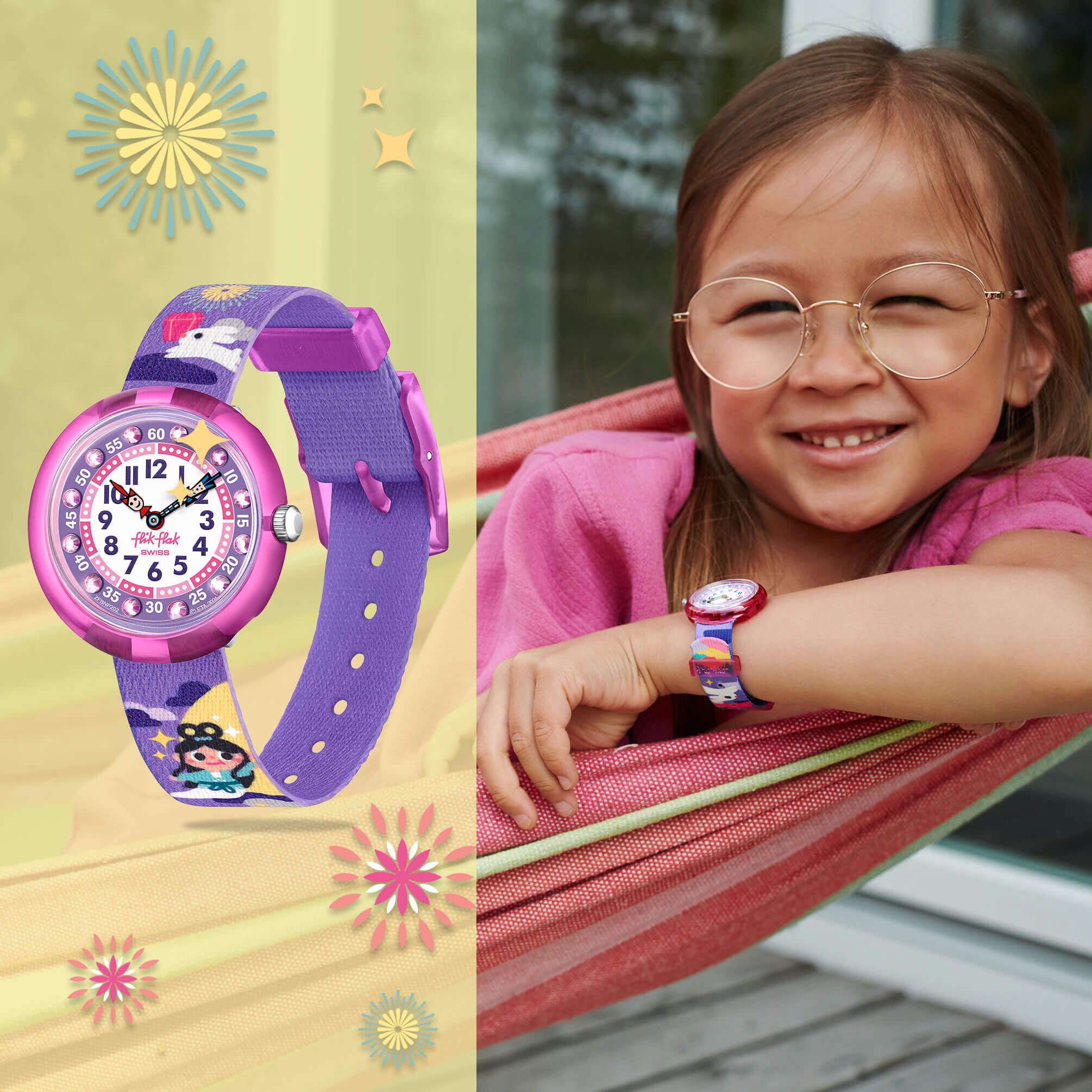 FLIK FLAK Tales From The World Chang'e And The Jade Rabbit 31.85mm Multicolor Fabric Strap ZFBNP202 - 7
