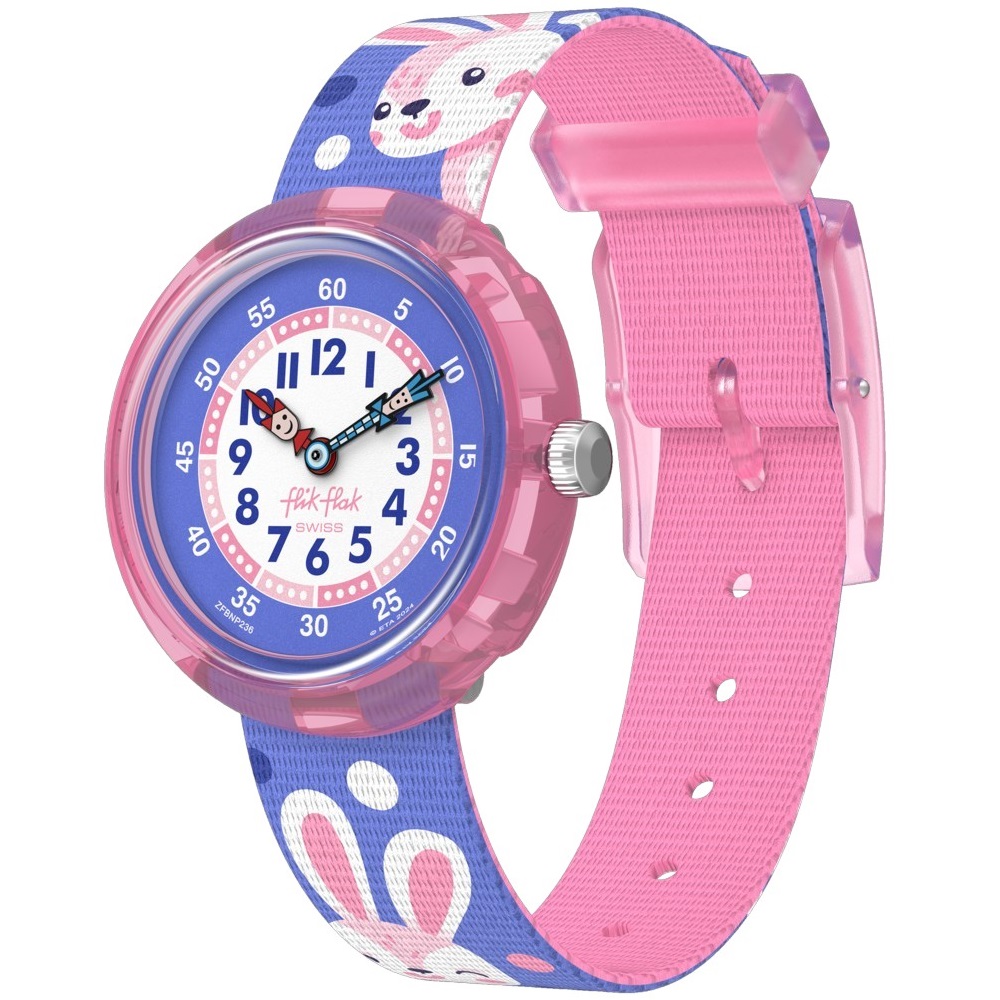 FLIK FLAK Friends Furr-Ever Peek-A-Bunny 31.85mm Multicolor Fabric Strap ZFBNP236 - 1