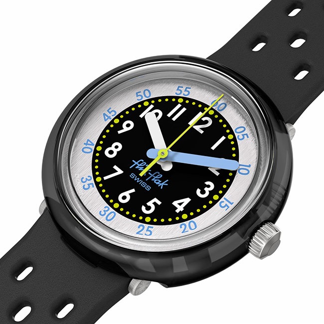 FLIK FLAK Bubbly Hours Fizz In Black 31.85mm Black Silicon Strap ZFCNP001 - 