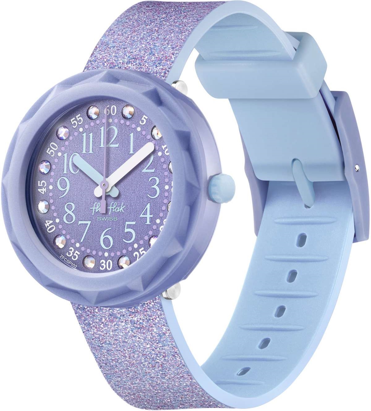FLIK FLAK Shine Bright Lilaxus 36.7mm Purple Silicone Strap ZFCSP102 - 