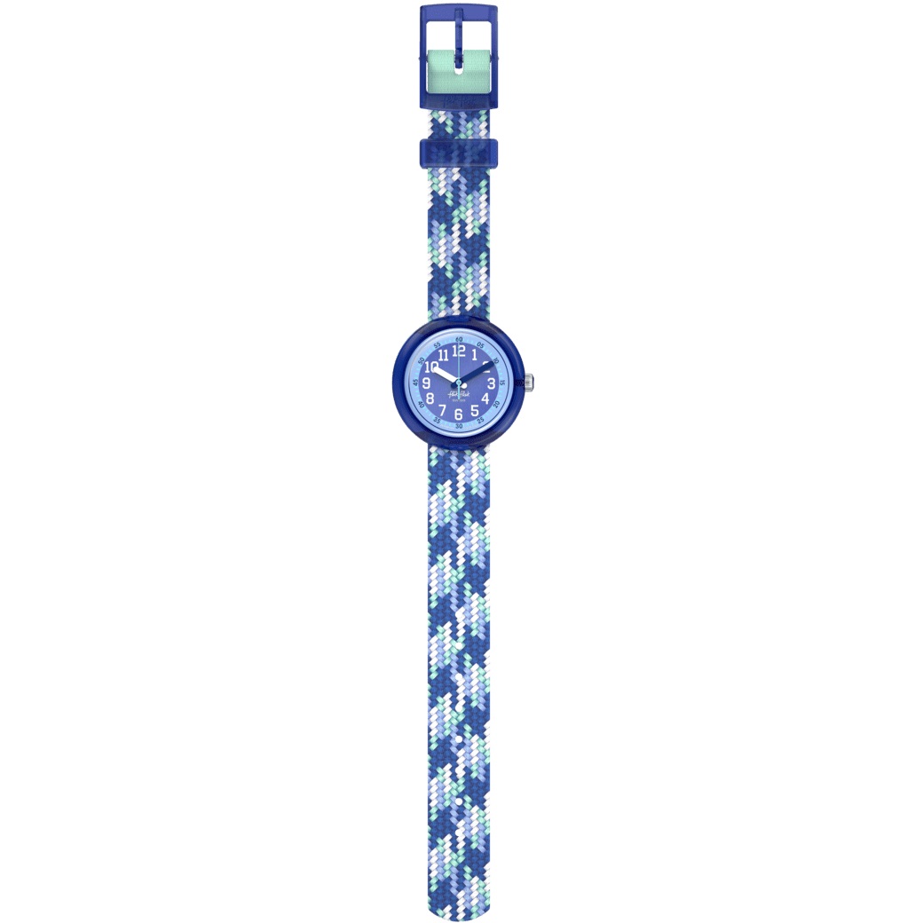 FLIK FLAK Power Time Braid In Blue 31.85mm Multicolour Fabric Strap ZFPNP169 - 4