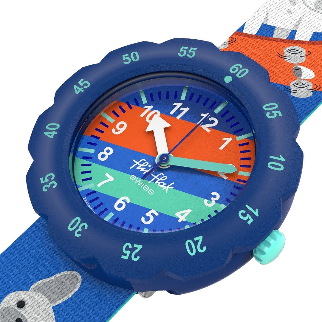 FLIK FLAK Friends Fur-Ever Skating Frenchie 34.75mm Multicolor Fabric Strap ZFPSP075 - 