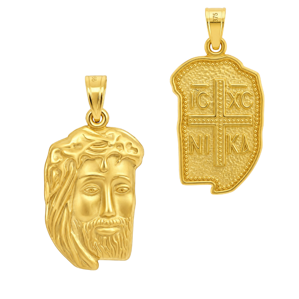 ΜΕΝΤΑΓΙΟΝ Κεφαλή Χριστού SENZIO Collection Διπλής Όψης από Κ9 Κίτρινο Χρυσό 3MAN.290PE - 