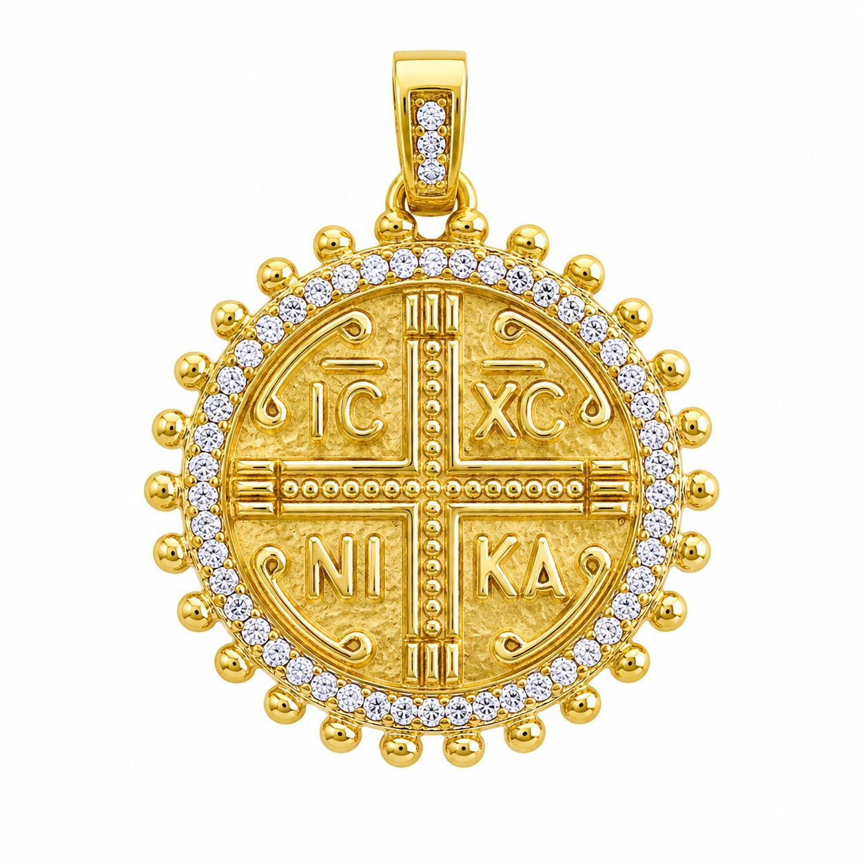 ΜΕΝΤΑΓΙΟΝ Κωνσταντινάτο SENZIO Collection από Κ9 Κίτρινο Χρυσό με Πέτρες Ζιργκόν 3MAN.303PE - 
