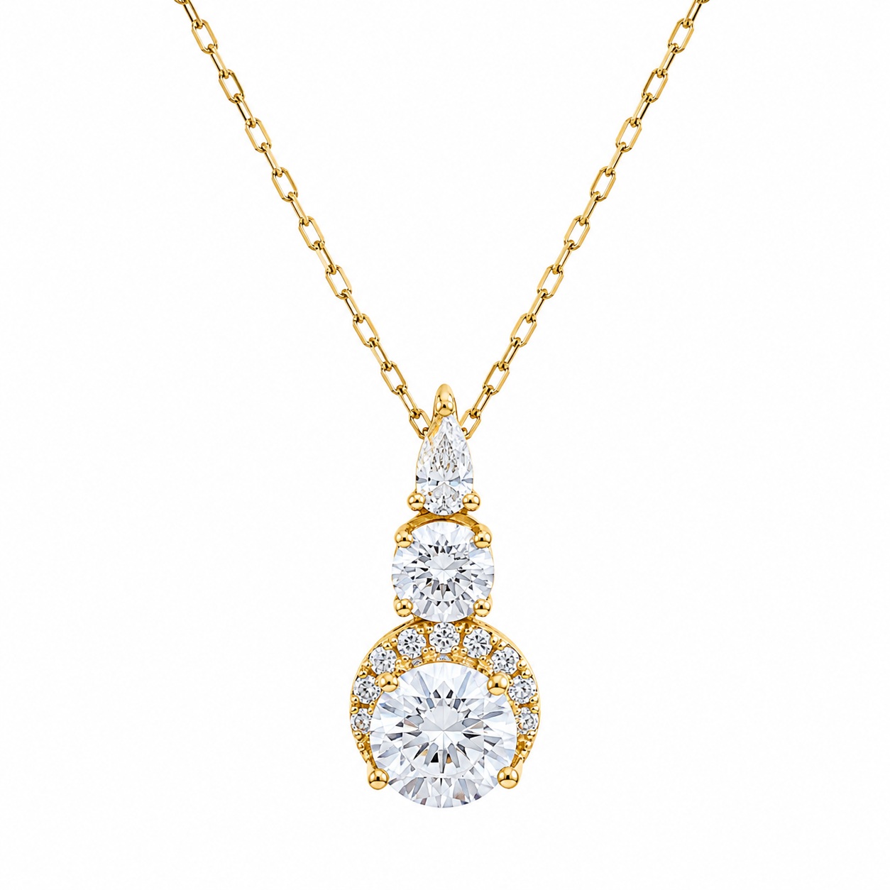 NECKLACE Rosette SENZIO Collection K9 Yellow Gold with Zircon 3MAN.325C