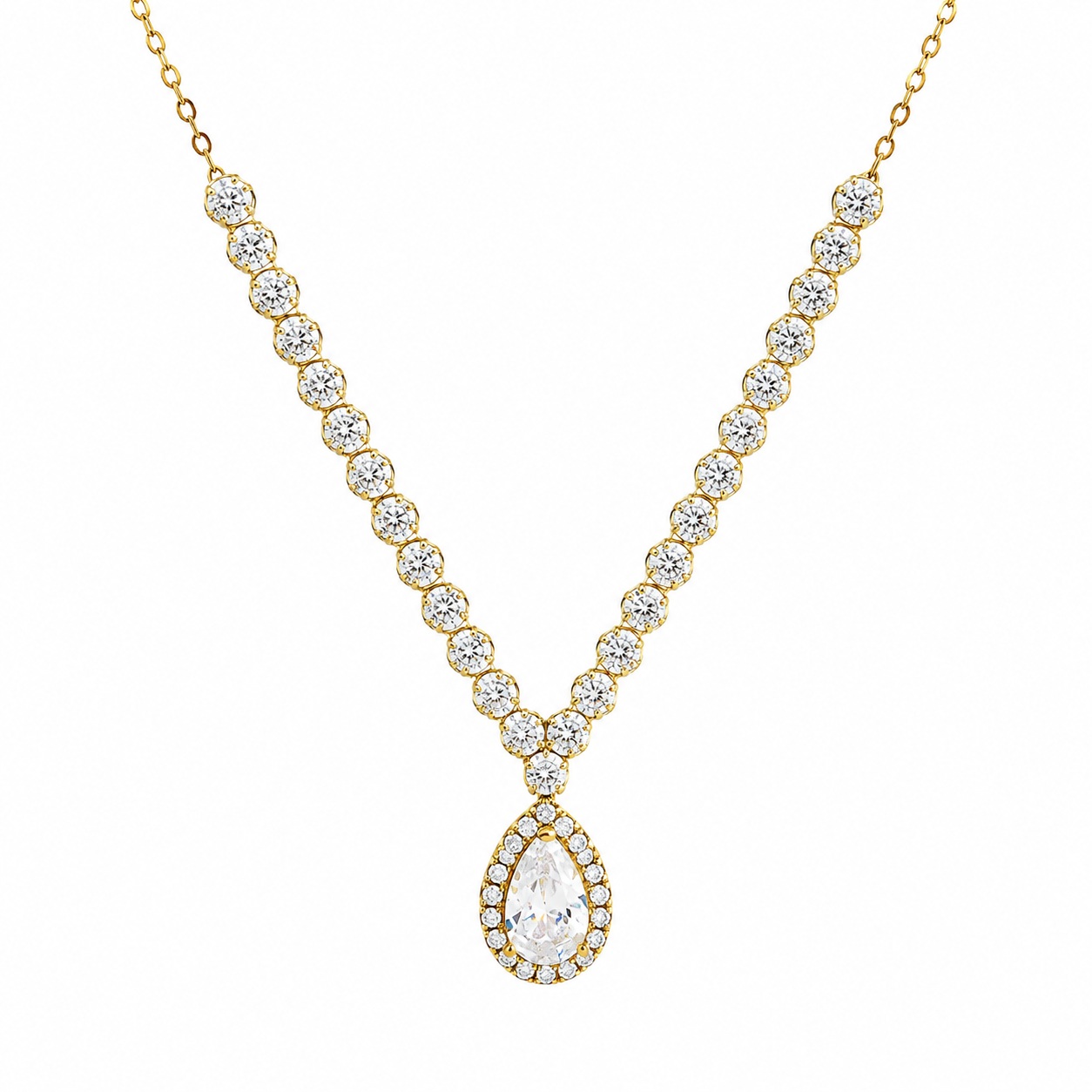 NECKLACE Rosette SENZIO Collection K9 Yellow Gold with Zircon 3MAN.328C