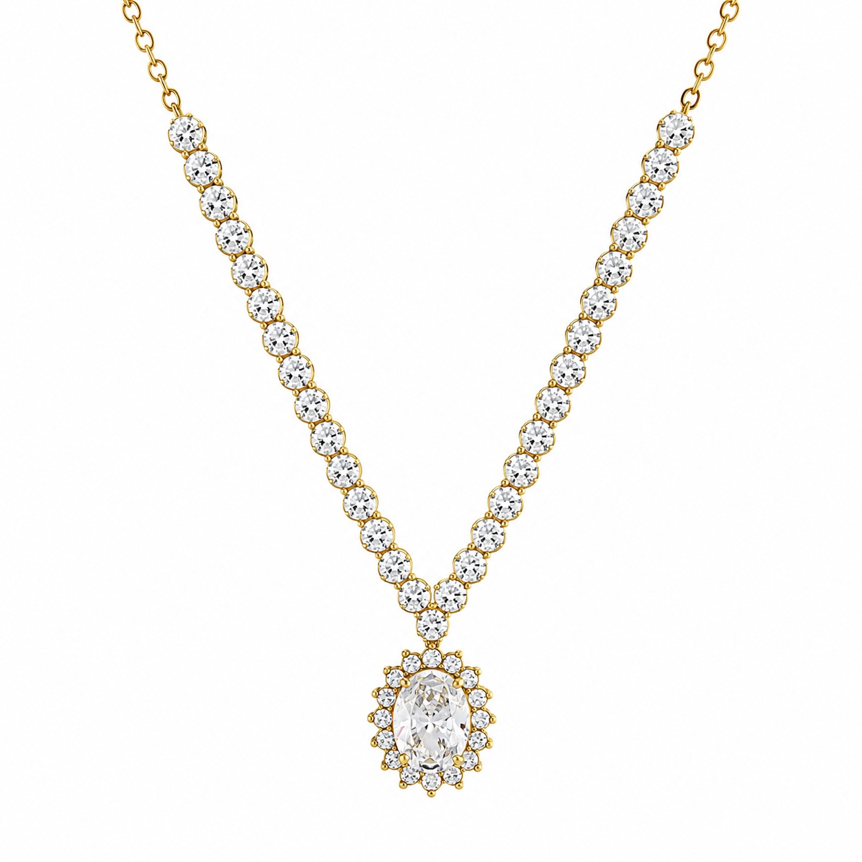 NECKLACE Rosette SENZIO Collection in K9 Yellow Gold with Zircon Stones 3MAN.329K