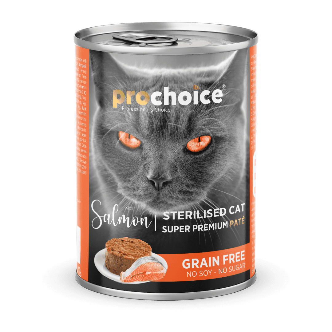 PROCHOICE GRAIN FREE ΥΓΡΗ ΤΡΟΦΗ ΓΑΤΑΣ PATE STERILIZED SALMON 400gr - 2