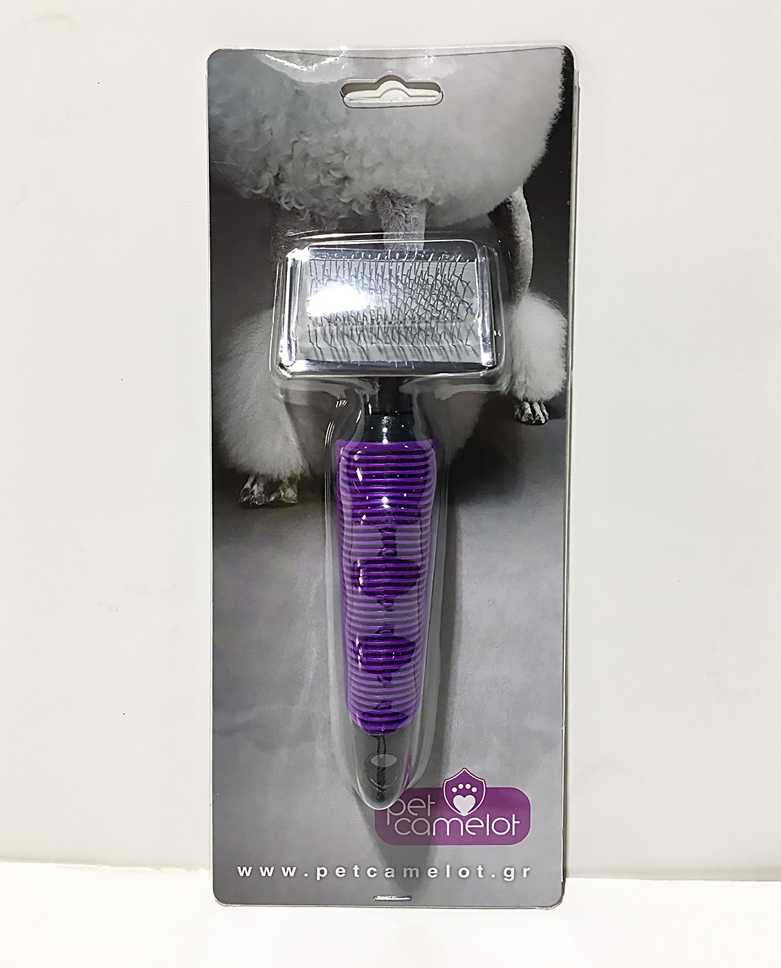 PET CAMELOT SLICKER ΒΟΥΡΤΣΑ MEDIUM ΜΕ ΜΑΛΑΚΗ ΧΕΙΡΟΛΑΒΗ - 