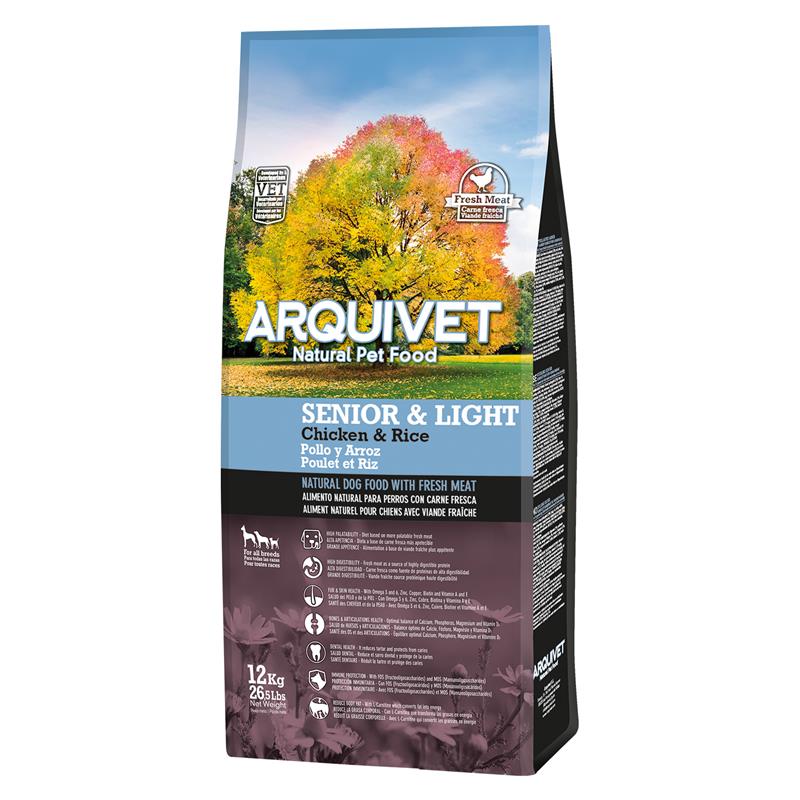 ARQUIVET DOG ADULT SENIOR & LIGHT CHICKEN & RICE 12KG -