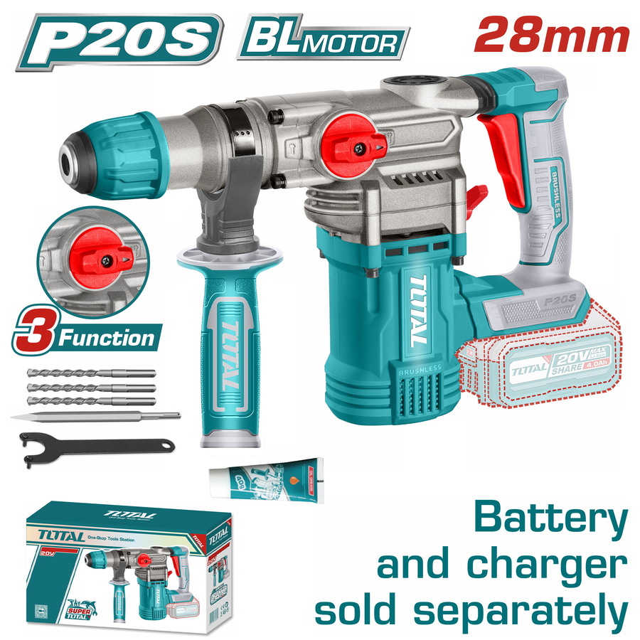 TOTAL ΕΠΑΓΓ. ΠΝΕΥΜΑΤΙΚΟ ΠΙΣΤΟΛΕΤΟ ΜΠΑΤ. Li-ion 20V ΧΩΡΙΣ ΜΠΑΤΑΡΙΑ & ΦΟΡΤΙΣΤΗ TRHLI20288 - 
