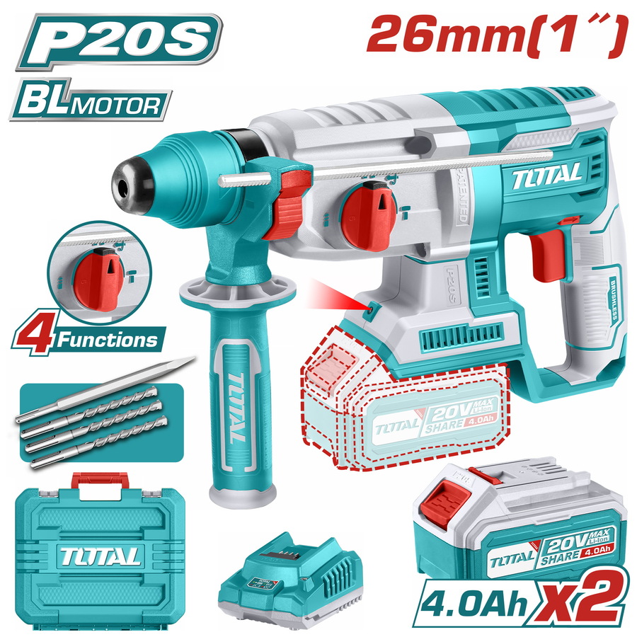 TOTAL ΕΠΑΓΓ. ΣΕΤ ΠΝΕΥΜΑΤΙΚΟ ΠΙΣΤΟΛΕΤΟ ΜΠΑΤ. lI-ION 20V / 4Ah / 2 ΜΠΑΤΑΡΙΕΣ TRHLI202287 - 