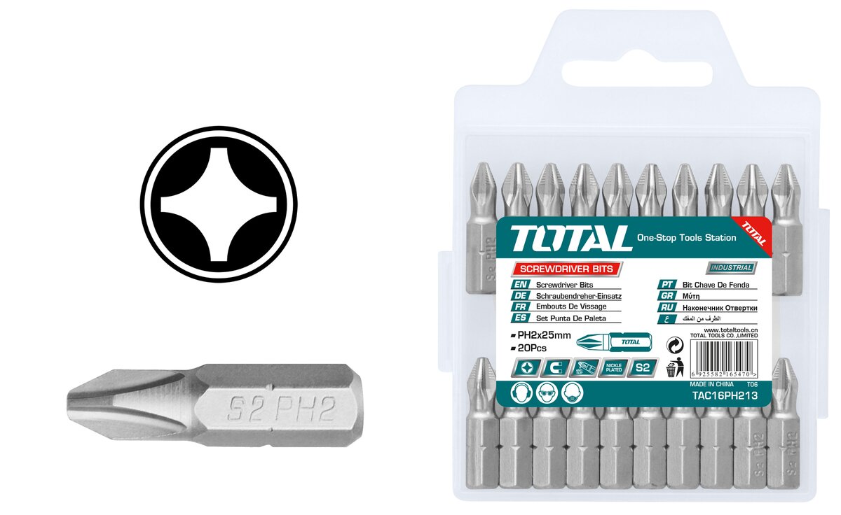 TOTAL ΜΥΤΕΣ ΜΑΓΝΗΤΙΚΕΣ PH2 25mm 20ΤΕΜ TAC16PH213 - 