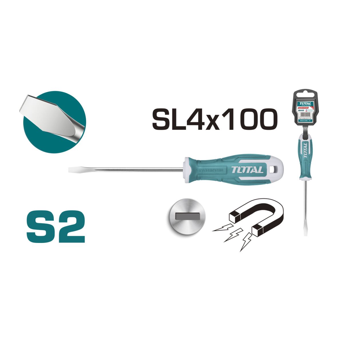 TOTAL ΕΠΑΓΓ. ΚΑΤΣΑΒΙΔΙ ΜΑΓΝΗΤΙΚΟ ΙΣΙΟ SL 4 X 100mm THT264100 - 
