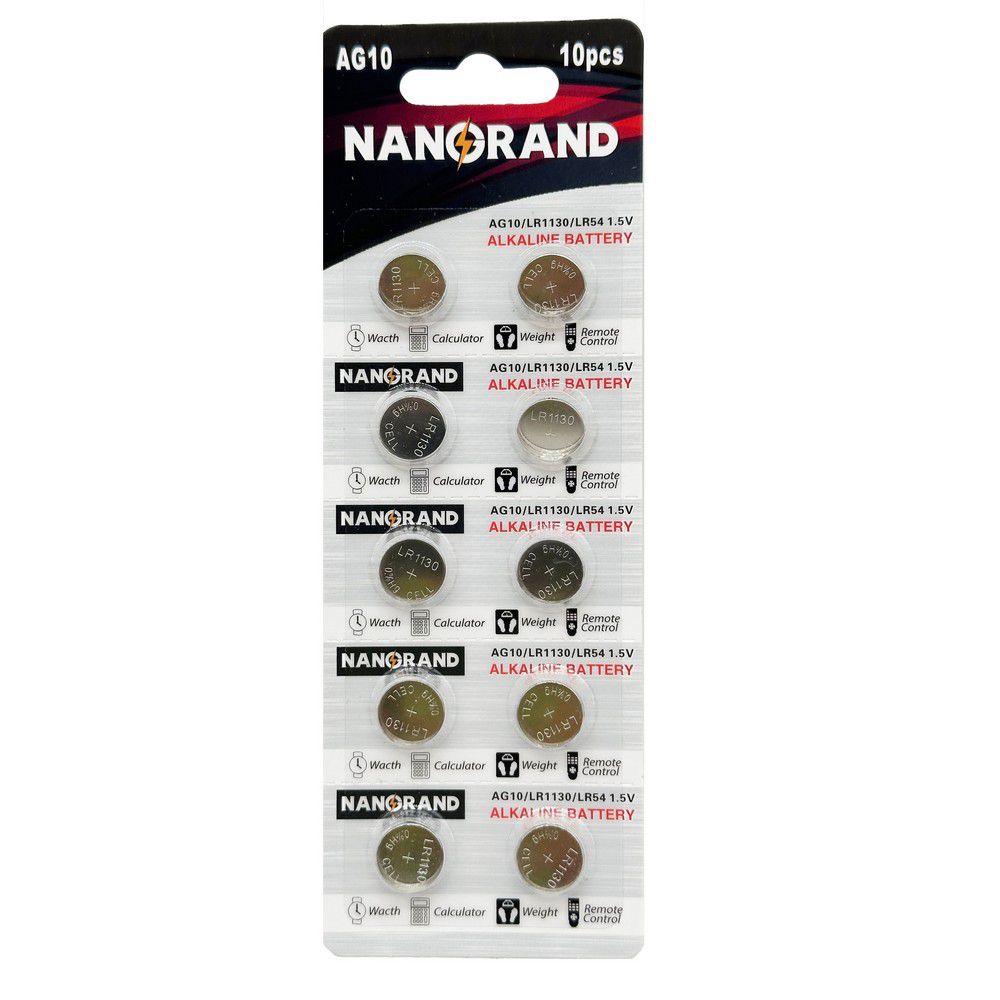 NANORAND ΜΠΑΤΑΡΙΑ ΠΛΑΚΕ ΑΛΚΑΛΙΚΗ AG10/LR1130/A54 1.5V 11821 ΑΝΑ ΤΕΜΜΑΧΙΟ  - 