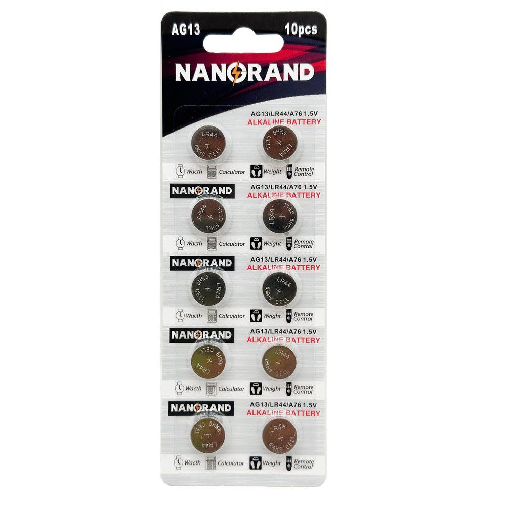 NANORAND ΜΠΑΤΑΡΙΑ ΠΛΑΚΕ ΑΛΚΑΛΙΚΗ AG13/LR44/A76 1.5V 11822 ΑΝΑ ΤΕΜΜΑΧΙΟ  - 
