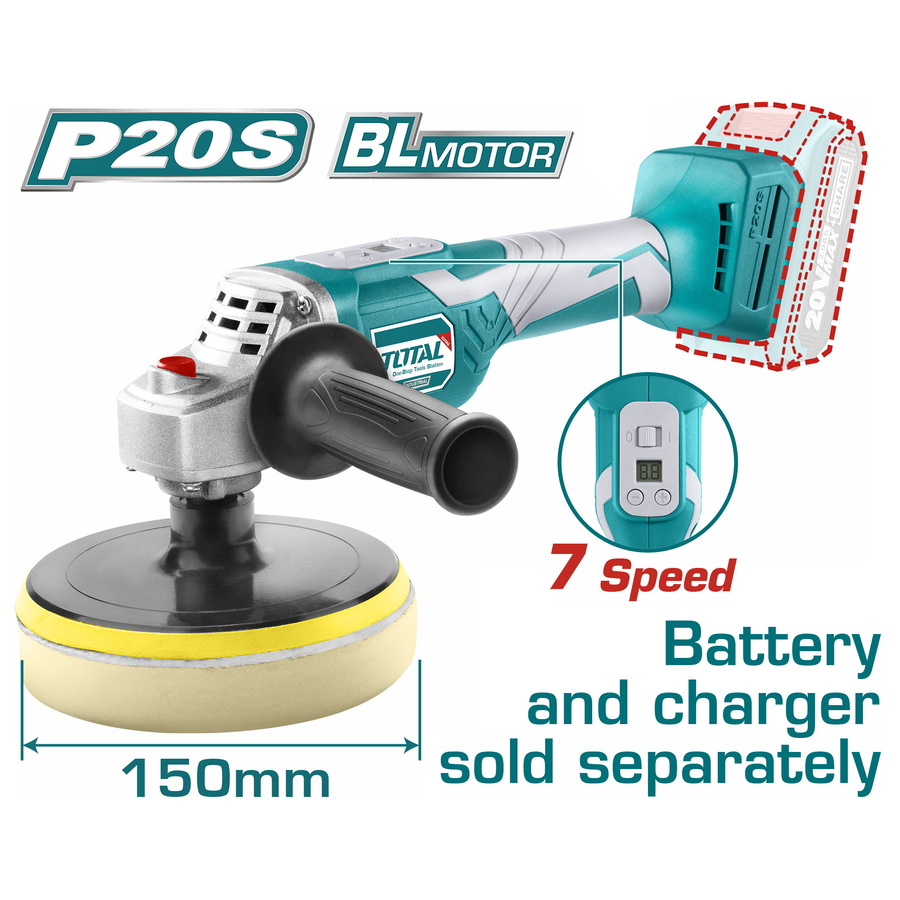 TOTAL ΓΩΝΙΑΚΟΣ ΑΛΟΙΦΑΔΟΡΟΣ ΜΠΑΤ. Li-ion 20V ΧΩΡΙΣ ΜΠΑΤΑΡΙΑ & ΦΟΡΤΙΣΤΗ (TAPLI2001) - 