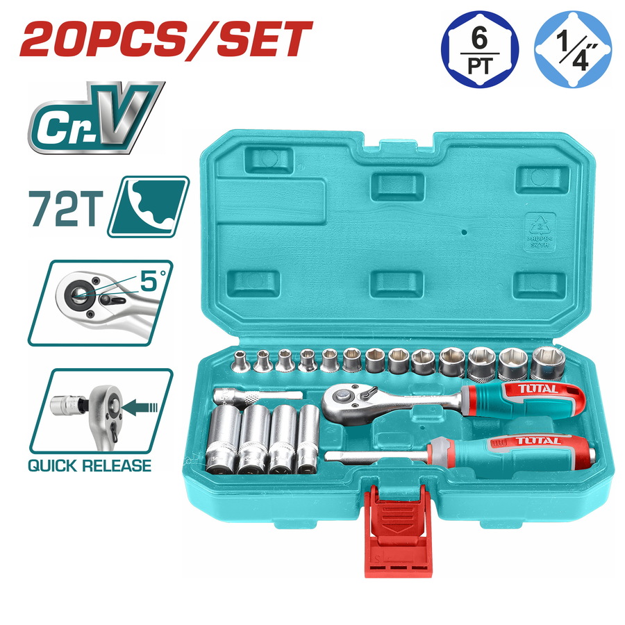 TOTAL ΕΠΑΓΓ.ΚΑΣΕΤΙΝΑ ΚΑΡΥΔΑΚΙΑ 1/4'' 20 ΤΕΜ SUPER SELECT (THT141201) - 