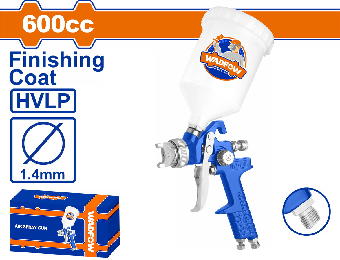 WADFOW ΠΙΣΤΟΛΙ ΒΑΦΗΣ ΑΝΩ ΔΟΧΕΙΟ ΠΛΑΣΤΙΚΟ HVLP 600cc 1.4mm (WGA1506) - 