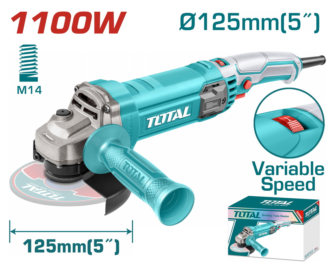 TOTAL ΕΠΑΓΓ. ΓΩΝΙΑΚΟΣ ΛΕΙΑΝΤΗΡΑΣ 1.100W - 125mm ΗΛΕΚΤΡΟΝΙΚΟΣ (TG110125565) - 