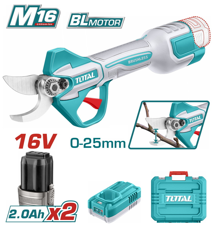 TOTAL ΕΠΑΓΓ. ΨΑΛΙΔΙ ΚΛΑΔΕΜΑΤΟΣ ΜΠΑΤ. Li-ion 16V / 2Ah / 2 ΜΠΑΤ BL Motor (TSSLI162582E) - 