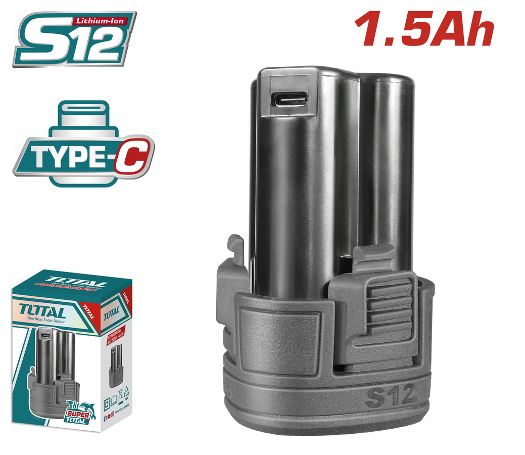 TOTAL ΑΝΤΑΛ/ΚΗ ΜΠΑΤΑΡΙΑ Li-ion 12V / 1.5Ah Type-C (TBLI12153E) - 