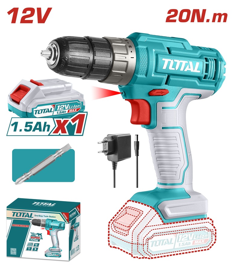 TOTAL ΔΡΑΠΑΝΟΚΑΤΣΑΒΙΔΟ ΜΠΑΤ. Li-ion 12V / 1.5Ah / 20Nm / 1 ΜΠΑΤ (TDLI1218) - 