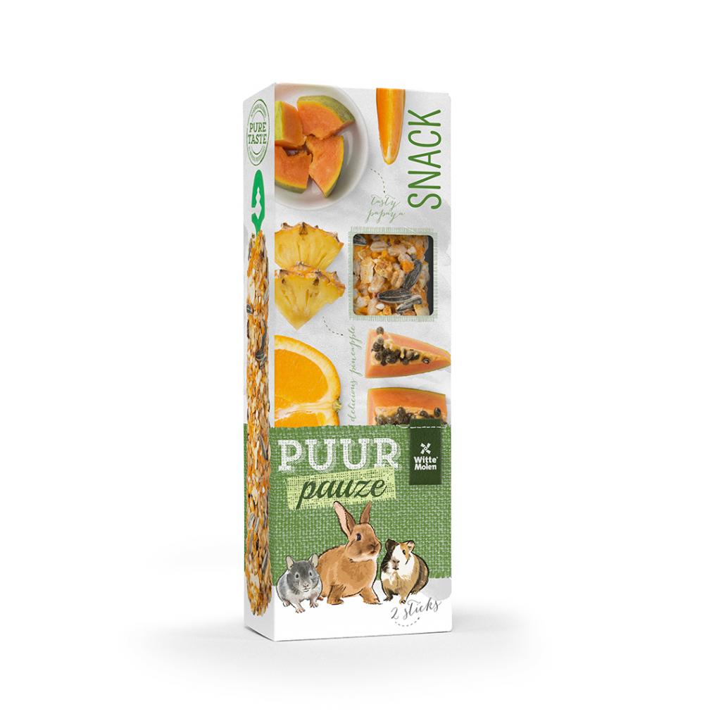 SNACK ΤΡΩΚΤΙΚΩΝ PUUR STICK RODENS ΠΟΡΤΟΚΑΛΙ & ΠΑΠΑΓΙΑ 110gr (2 TEM) - 