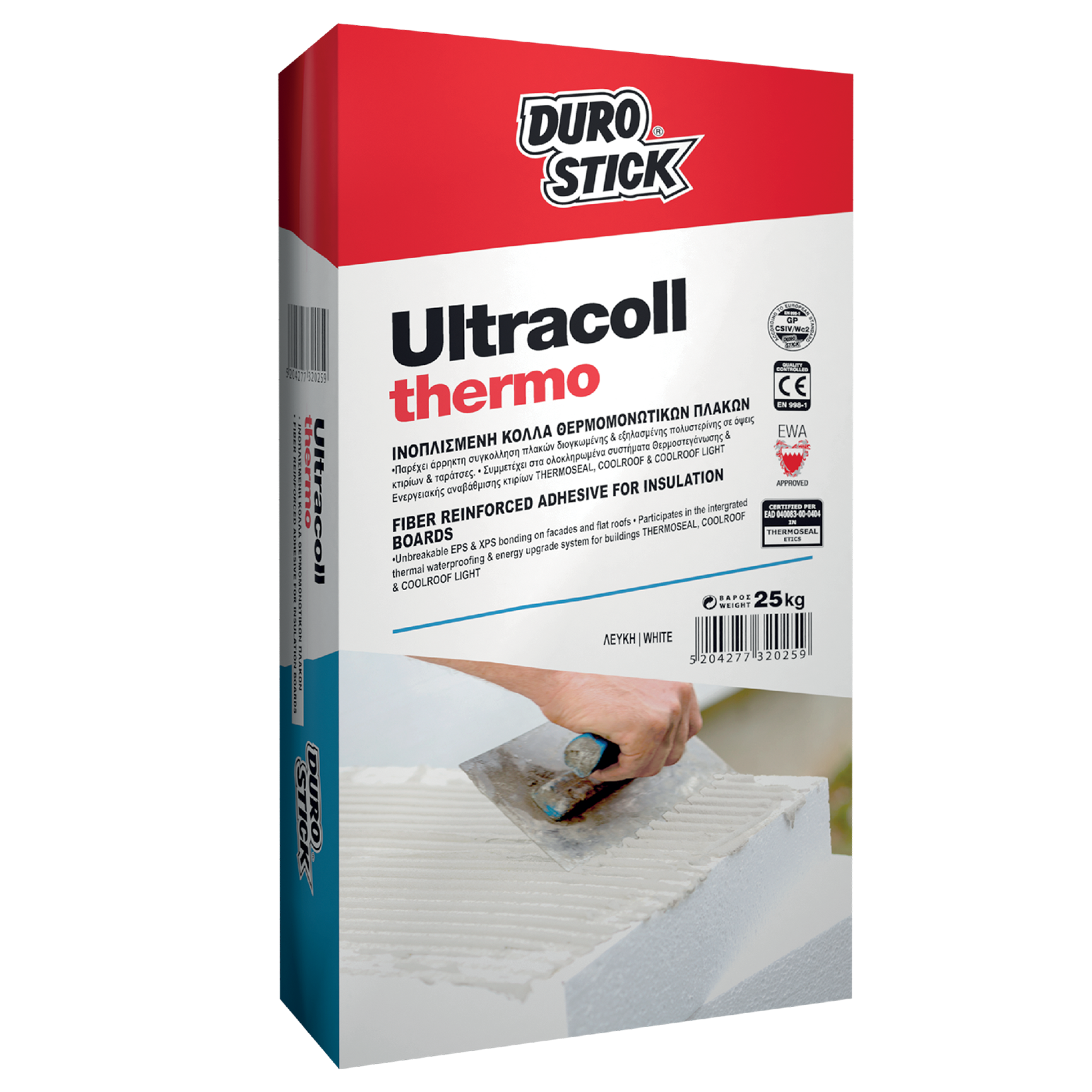 ULTRACOLL THERMO 25Kg Ινοπλισμένη κόλλα θερμομονωτικών πλακών για τοίχους και ταράτσες. - 