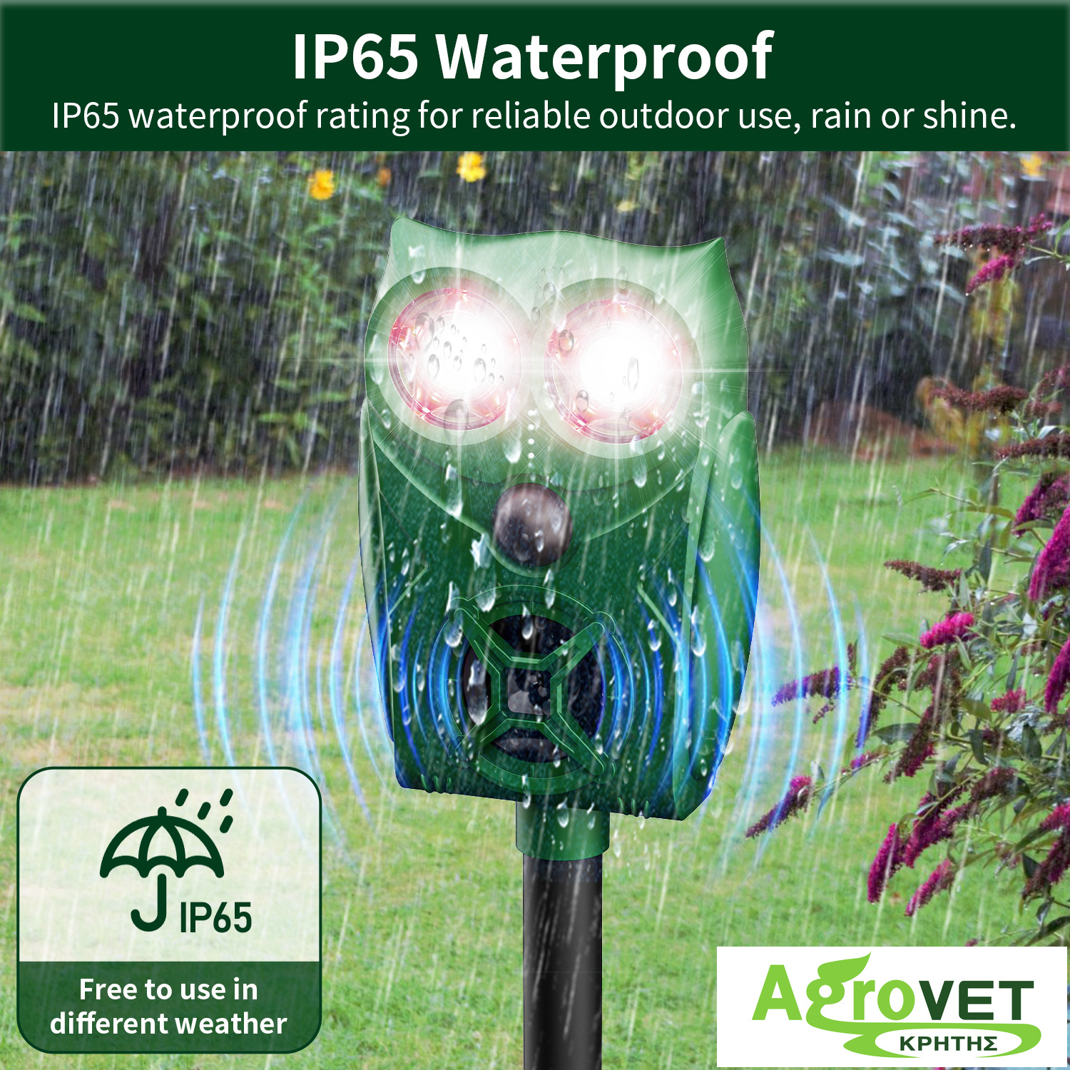 ΗΛΙΑΚΟ ΑΠΩΘΗΤΙΚΟ ΖΩΩΝ SOLAR ULTRASONIC ANIMAL REPELLER AR30 - 4