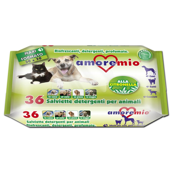 ΜΑΝΤΗΛΑΚΙΑ AMOREMIO CITRONELLA ΓΙΑ ΤΟ ΣΩΜΑ & ΠΑΤΟΥΣΕΣ 20 Χ 30 36 ΤΕΜ - 